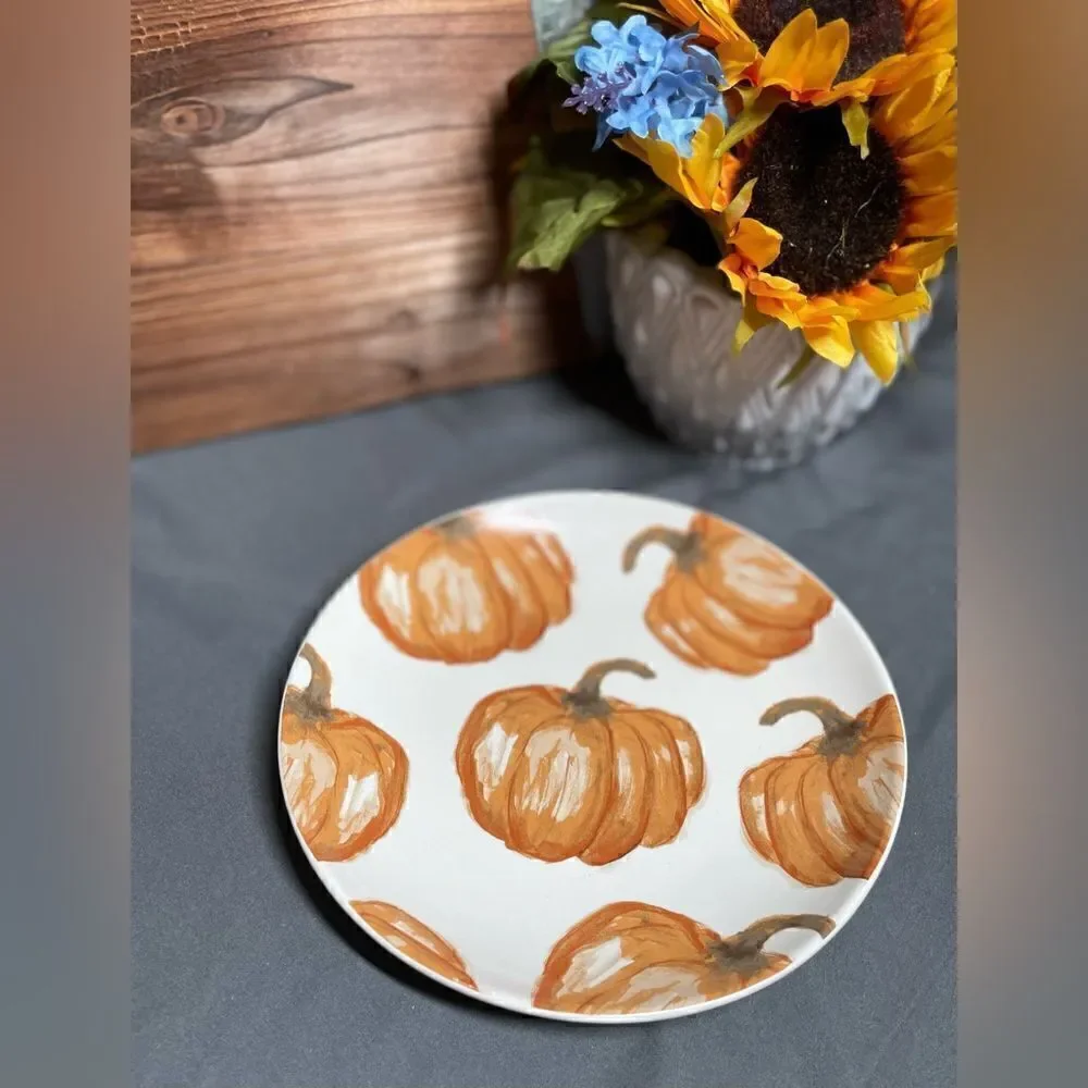 2 NEW! Harvest Pumpkins Salad Plates HOME by JCPenney NWT